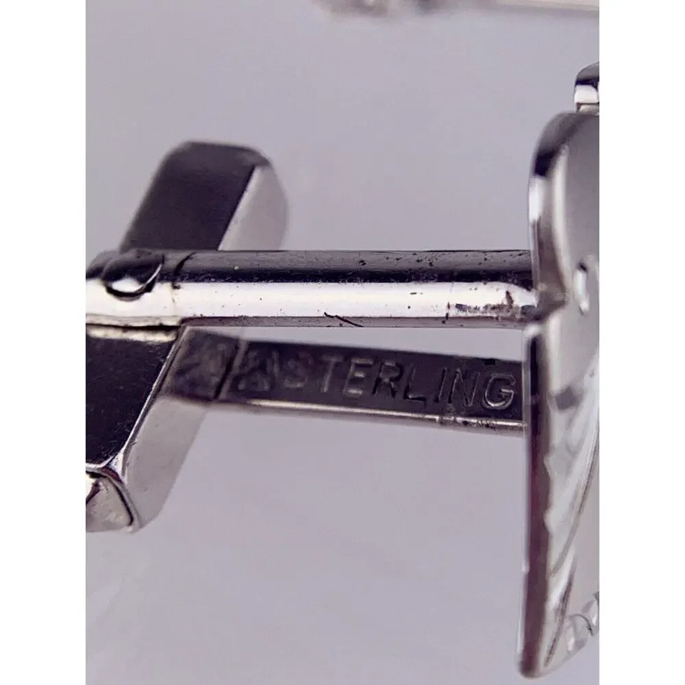 Sterling Silver J G K Monogram Cufflinks Initial Diamond Scroll Swoop Vintage K1